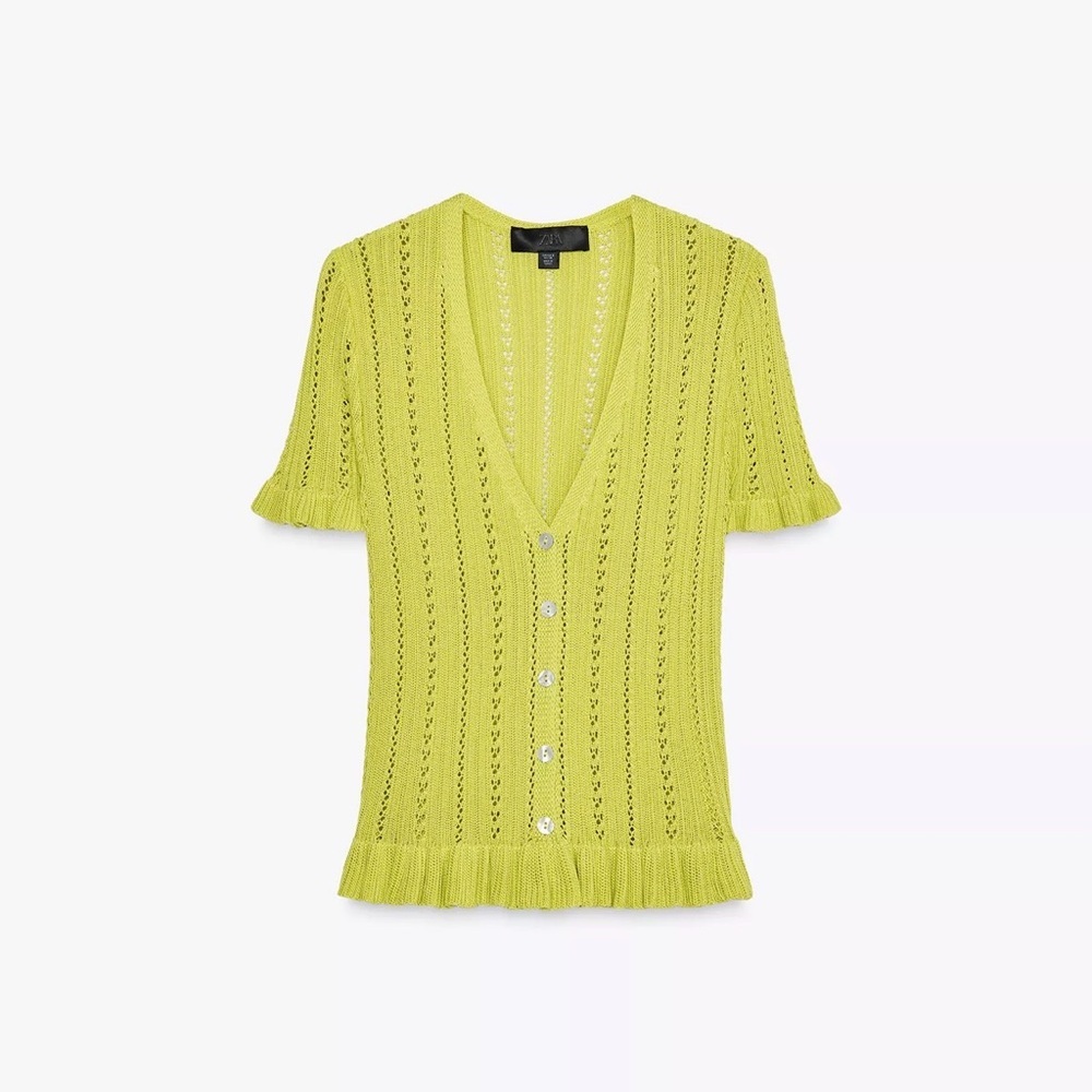 Zara Lime Green Knit Cardigan